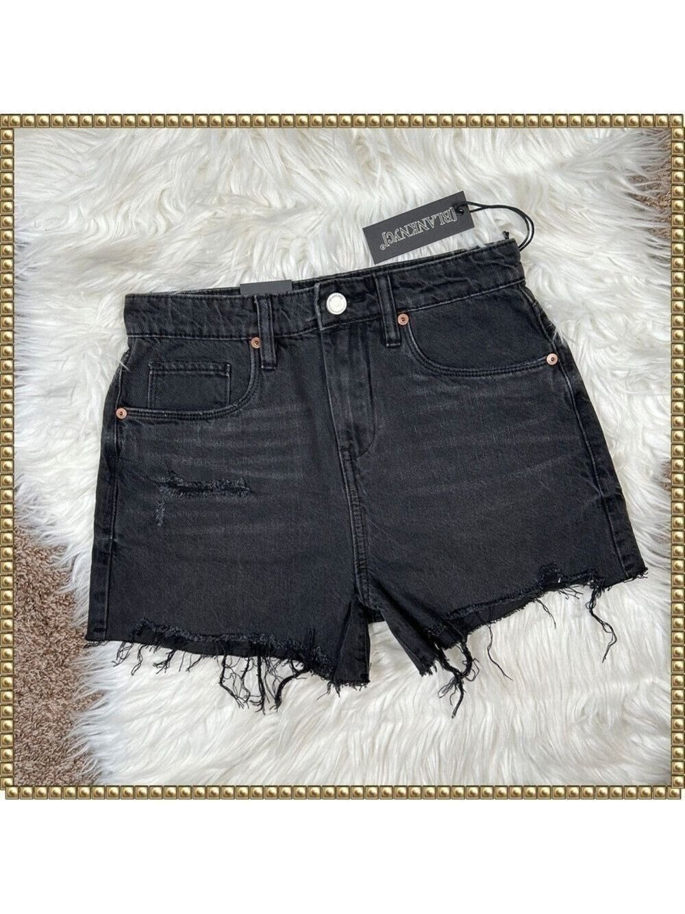 Blank NYC Reeve Black Denim Shorts Size 24